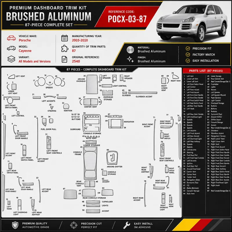 Porsche Cayenne 2003-2010 3D Cockpit Dekor Interieurleisten Set 87-teilig