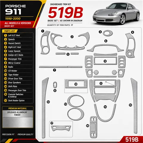 Porsche 911 1999-2000 Basic Set kit rivestimento cruscotto e interni 3D
