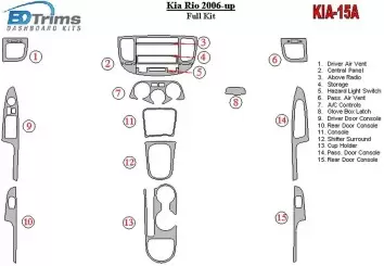 Kia Rio 2006-UP Full Set Decor de carlinga su interior