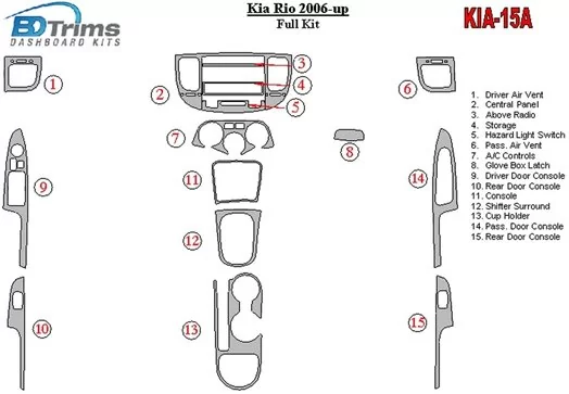 Kia Rio 2006-UP Full Set Interior BD Dash Trim Kit