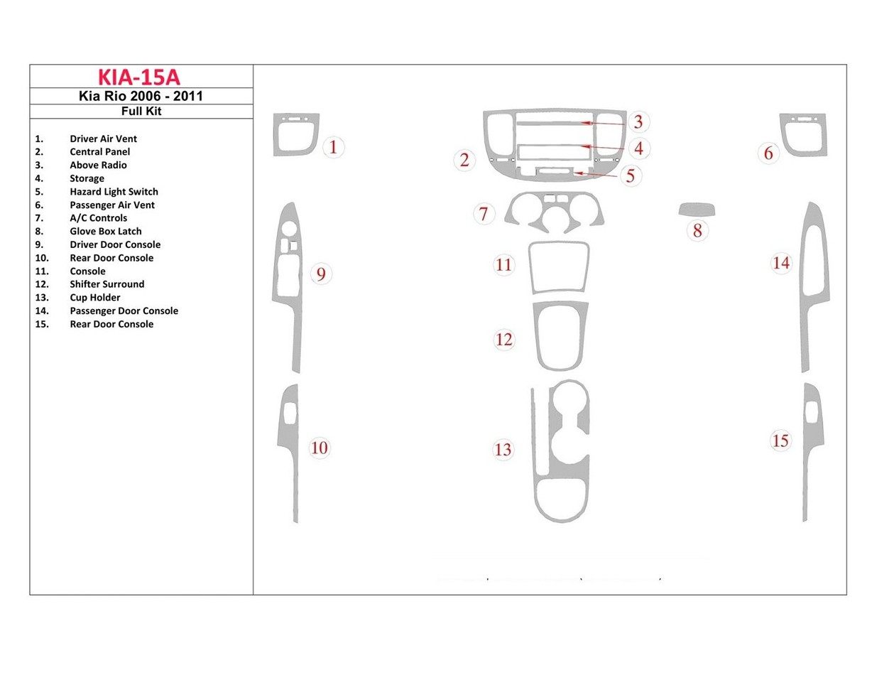 Kia Rio 2006-UP Full Set Interior BD Dash Trim Kit