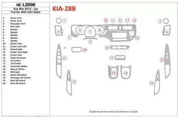 Kia Rio 2012-UP Full Set, With UVO Radio BD Interieur Dashboard Bekleding Volhouder