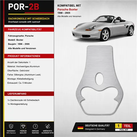 Porsche Boxter 1998-heute 3D Cockpit Dekor Interieurleisten Set As shown in product diagram-teilig