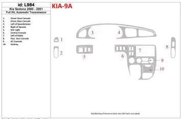 Kia Sedona 2000-2001 Full Set, Automatic Gear Interior BD Dash Trim Kit