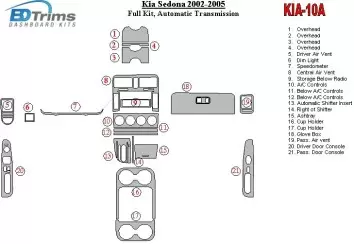 Kia Sedona 2002-2005 Full Set, Automatic Gear BD Interieur Dashboard Bekleding Volhouder