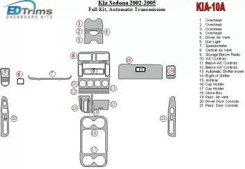 Kia Sedona 2002-2005 Full Set, Automatic Gear Interior BD Dash Trim Kit