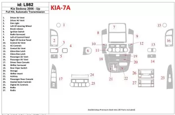 Kia Sedona 2006-UP Full Set, Automatic Gear Cruscotto BD Rivestimenti interni
