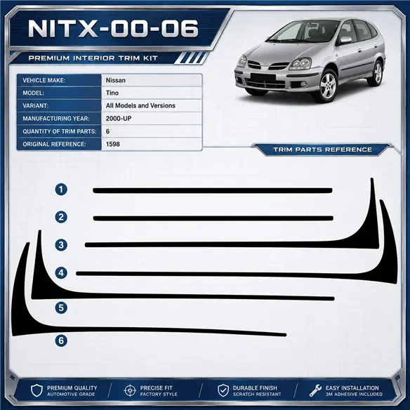 Nissan Tino 2000-UP 3D Interior Dashboard Trim Kit Dash Trim Dekor 6-Parts