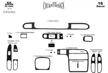 Kia Sephia 06.1995 3M 3D Interior Dashboard Trim Kit Dash Trim Dekor 16-Parts