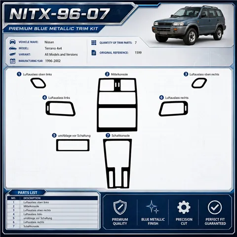 Nissan Terrano 4x4 1996-2002 3D Cockpit Dekor Interieurleisten Set 7-teilig