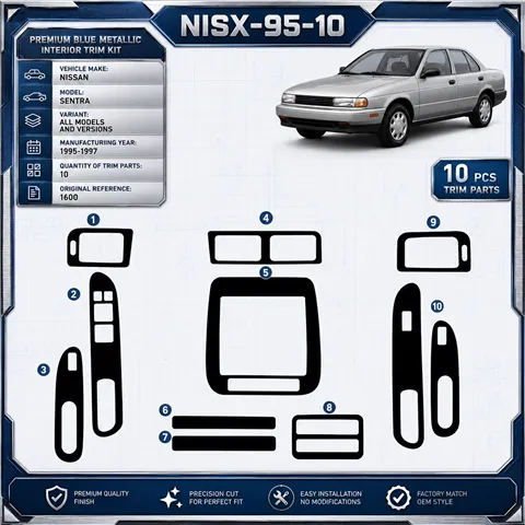 Nissan Sentra 95-97 3D Interior Dashboard Trim Kit Dash Trim Dekor 10-Parts