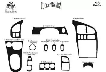 Kia Shuma 04.1998 3M 3D Interior Dashboard Trim Kit Dash Trim Dekor 13-Parts