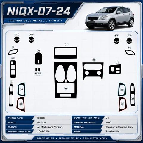 Nissan Qashqai 2007-2010 3D interieur dashboard decoratieset dashboard decor 24-delen