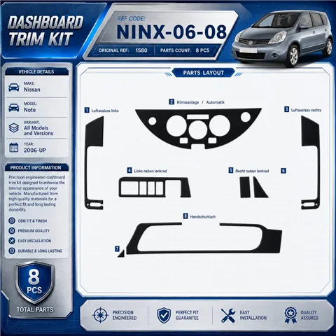 Nissan Note 2006 - à aujourd’hui 3D kit décoration intérieure tableau de bord 8 pièces