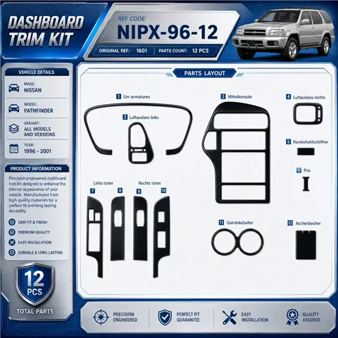 Nissan Pathfinder 1996-2001 3D Interior Dashboard Trim Kit Dash Trim Dekor 12-Parts