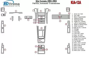 Kia Sorento 2003-2004 Full Set, Automatic Gear BD Interieur Dashboard Bekleding Volhouder
