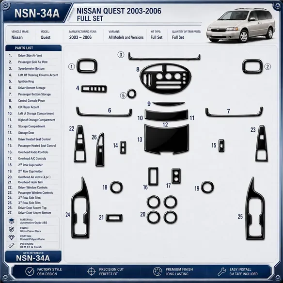 Nissan Armada 2004-2007 3D Cockpit Dekor Interieurleisten Set Full Set / as shown in product diagram-teilig