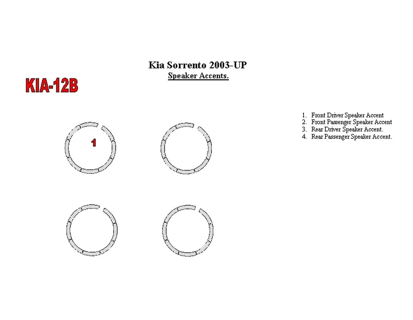 KIA Sorento 2003-UP Speaker Accents BD Interieur Dashboard Bekleding Volhouder