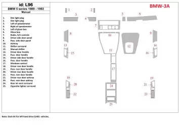 BMW 5 1989-1993 Manual Gearbox, 25 Parts set Interior BD Dash Trim Kit