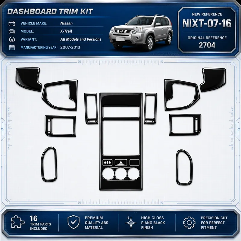 Nissan X Trail 2007-2013 3D Interior Dashboard Trim Kit Dash Trim Dekor 16-Parts