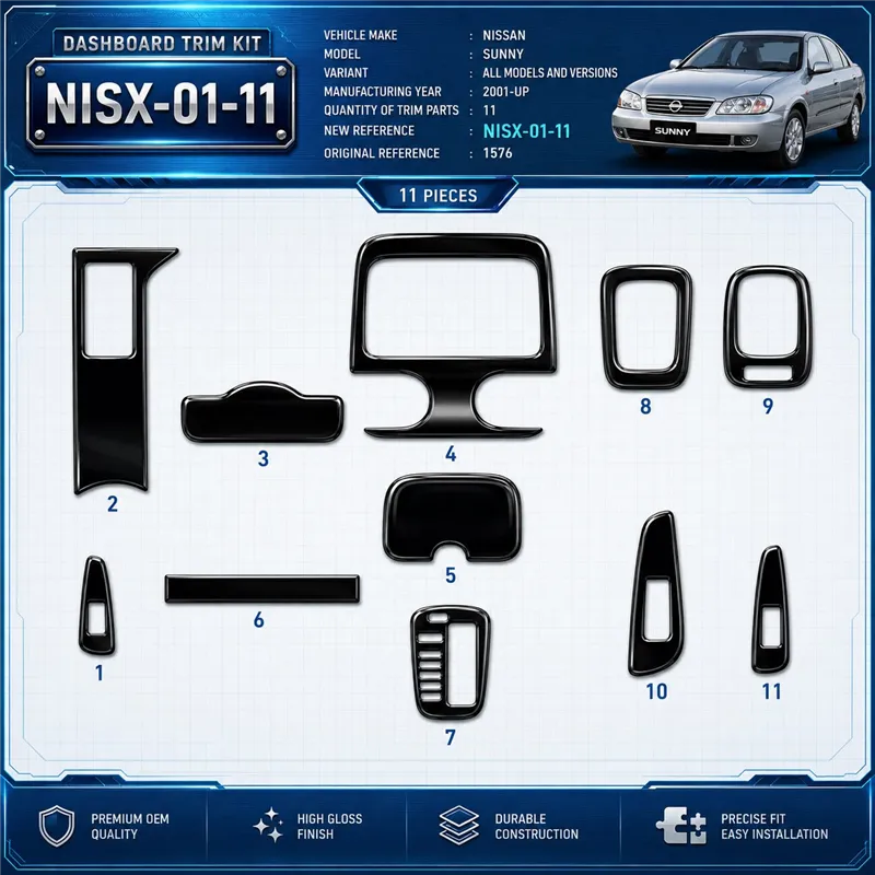 Nissan Sunny 2001-heden 3D interieur dashboard decoratieset dashboard decor 11-delen