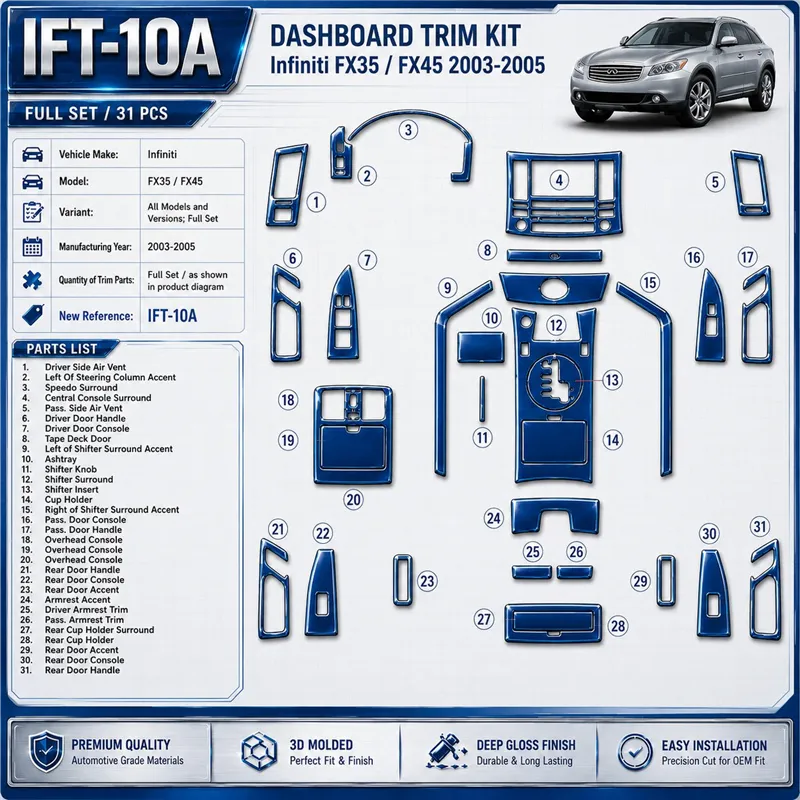Infiniti FX 2003-2005 Full Set interieur dashboard decoratieset dashboard decor