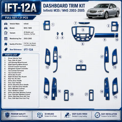 Infiniti M35/45 2003-2005 juego completo kit de molduras interiores para salpicadero