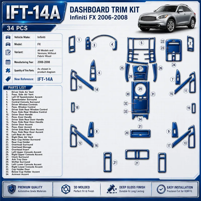 Infiniti FX 2006-2008 Without Fabric Wood Kit kit de molduras interiores para salpicadero
