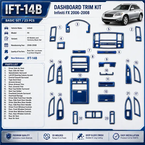 Infiniti FX 2006-2008 Basic Set Interior Dashboard Trim Kit Dash Trim Dekor