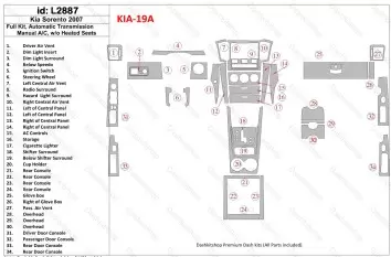 KIA Sorento 2008-2010 Ful Kit, Automatic Gear, Without Heated Seats Interior BD Dash Trim Kit