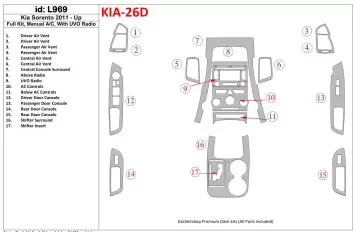 KIA Sorento 2011-UP Full Set, Aircondition, With UVO Radio BD Interieur Dashboard Bekleding Volhouder