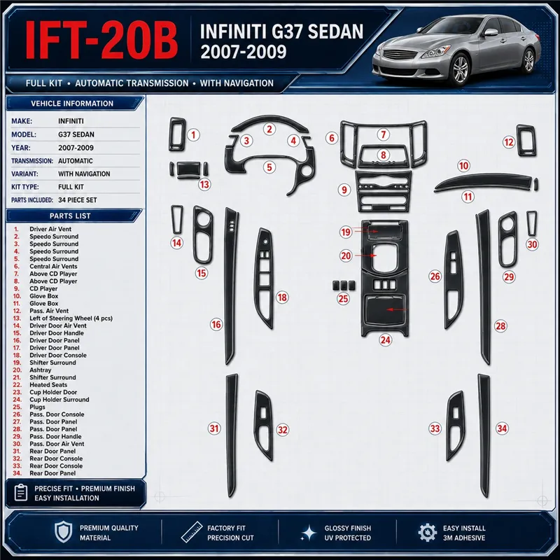Infiniti G37 2007-2009 3D Cockpit Dekor Interieurleisten Set Full Set / as shown in product diagram-teilig