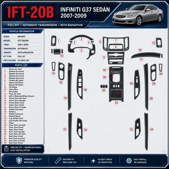 Infiniti G37 2007-2009 3D Cockpit Dekor Interieurleisten Set Full Set / as shown in product diagram-teilig