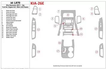 KIA Sorento 2011-UP Full Set, Climate-Control, With UVO Radio Interior BD Dash Trim Kit