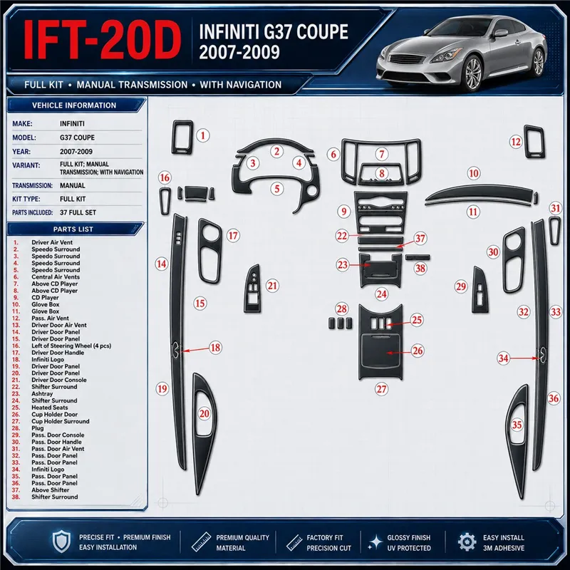 Infiniti G37 2007-2009 3D Cockpit Dekor Interieurleisten Set Full Set / as shown in product diagram-teilig