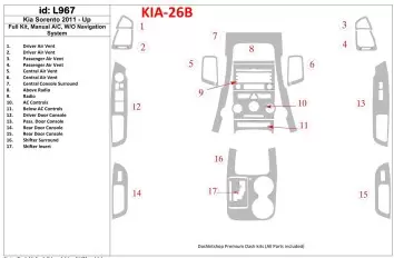 KIA Sorento 2011-UP Full Set, Manual Gearbox AC, W/O Navigation system BD Interieur Dashboard Bekleding Volhouder
