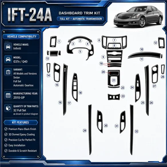 Infiniti G37x Sedan 2010-Actualidad juego completo, Automatic Gear kit de molduras interiores para salpicadero