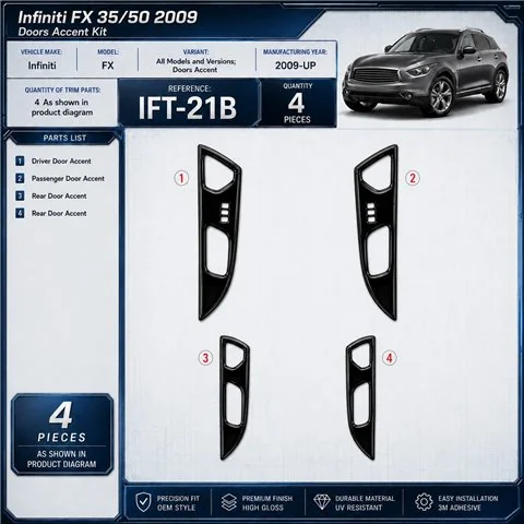 Infiniti FX 2009-UP Doors Accent Interior Dashboard Trim Kit Dash Trim Dekor