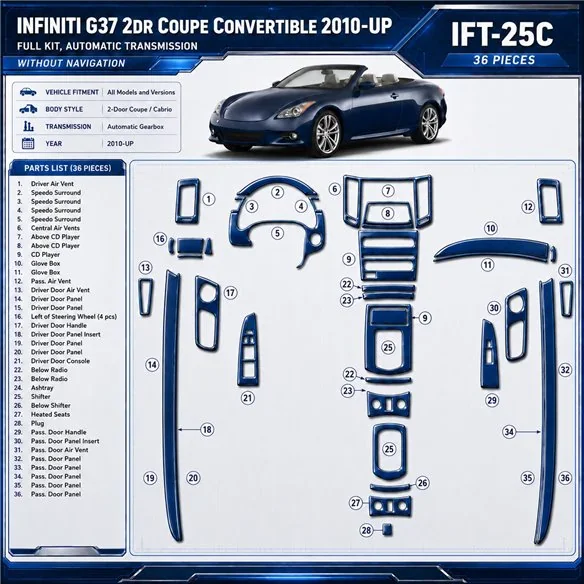Infiniti G37 2010-heute 3D Cockpit Dekor Interieurleisten Set As shown in product diagram-teilig