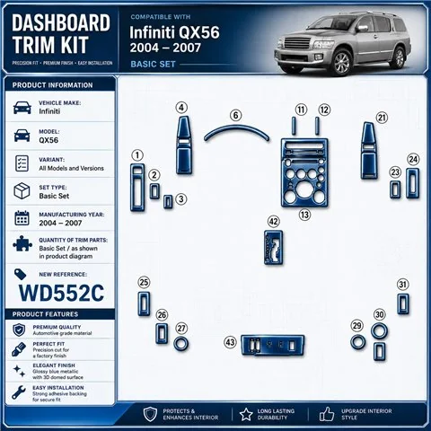 Infiniti QX56 2004-2007 3D Cockpit Dekor Interieurleisten Set Basic Set / as shown in product diagram-teilig