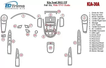 Kia Soul 2012-UP Full Set With UVO Radio Decor de carlinga su interior