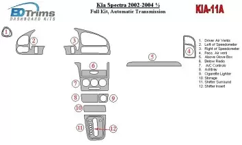 Kia Spectra 2002-2004 Full Set, Automatic Gear Cruscotto BD Rivestimenti interni