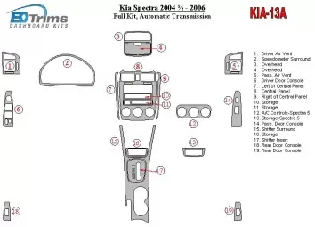 Kia Spectra 2004-2006 Ensemble Complet, Boîte automatique BD Kit la décoration du tableau de bord - 1 - habillage decor de table