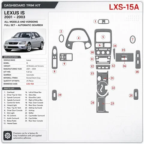 Lexus IS 2001-2003 3D Cockpit Dekor Interieurleisten Set Full Set / as shown in product diagram-teilig