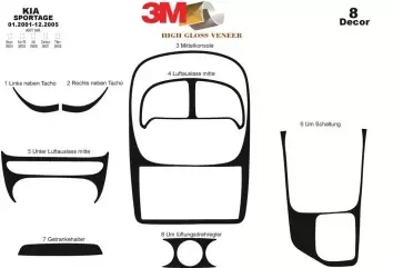 Kia Sportage 01.01-12.05 3D Decor de carlinga su interior del coche 8-Partes