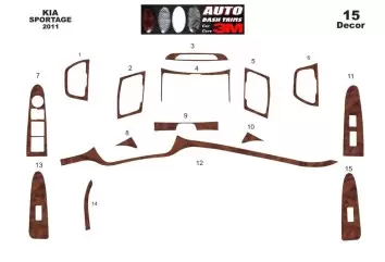 Kia Sportage 01.2011 3M 3D Interior Dashboard Trim Kit Dash Trim Dekor 15-Parts 2