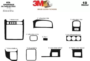 Kia Sportage 09.99-05.03 3D Decor de carlinga su interior del coche 10-Partes