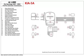 Kia Sportage 2001-2005 Ensemble Complet BD Kit la décoration du tableau de bord - 1 - habillage decor de tableau de bord
