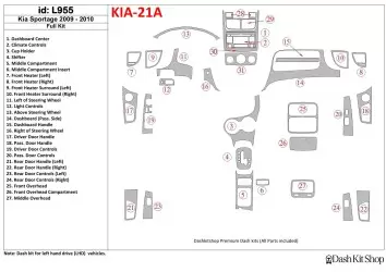 KIA Sportage 2009-2010 Ensemble Complet BD Kit la décoration du tableau de bord - 1 - habillage decor de tableau de bord