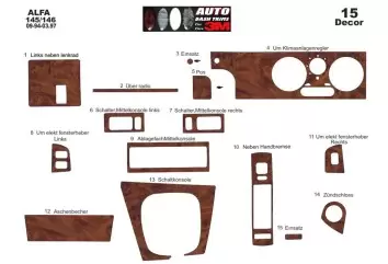 Alfa Romeo 145 146 09.94 - 03.97 3D Inleg dashboard Interieurset aansluitend en pasgemaakt op he 15 -Teile
